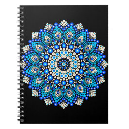 Blå Mandala Mönster Förkläde Boho Blommig Dekorati Anteckningsbok