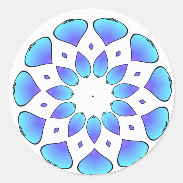 blå mandala runt klistermärke (Framsida)