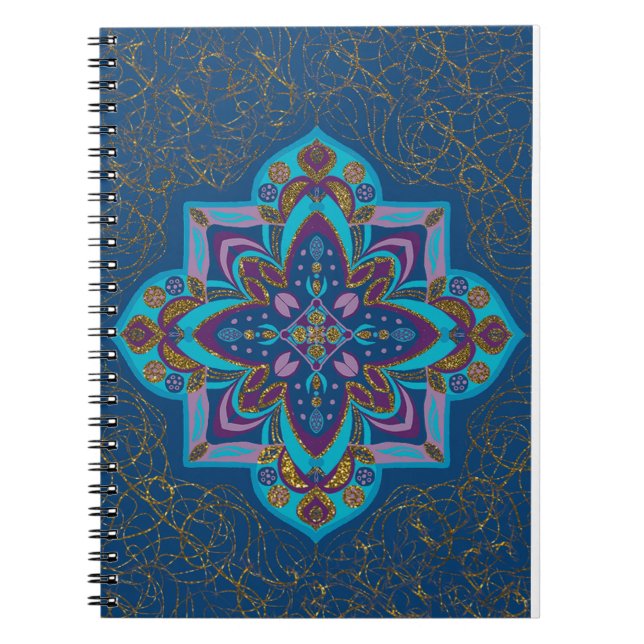 Blå Mandala spiral anteckningsbok (Framsidan)