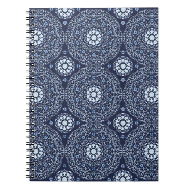 Blå Mandala Spiral Foto Anteckningsbok (Framsidan)