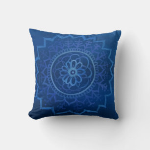 Blå mandala Throw Cushion 41 cm x 41 cm Kudde