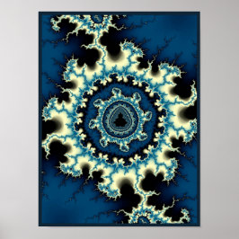 Blå Mandelbrotfraktal Poster