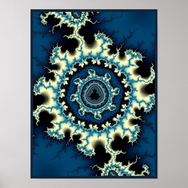 Blå Mandelbrotfraktal Poster (Framsidan)