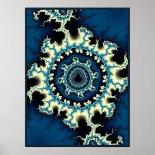 Blå Mandelbrotfraktal Poster