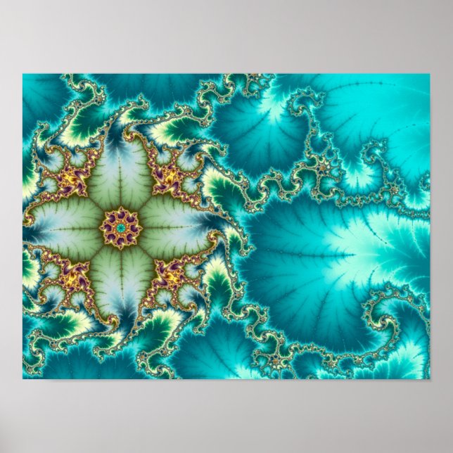 Blå Mandelbrotfraktal Poster (Framsidan)