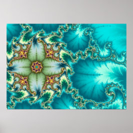 Blå Mandelbrotfraktal Poster