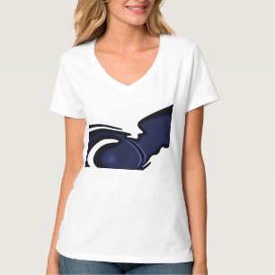 Blå Måne: Abstrakt blå, vit och svart T Shirt