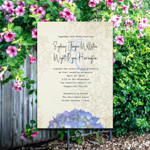 Blå Måne Blommig Konstnärlig Bröllopsinbjudan Inbjudningar