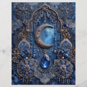 Blå Måne Charm Söndags Journal Scrapbook Papper