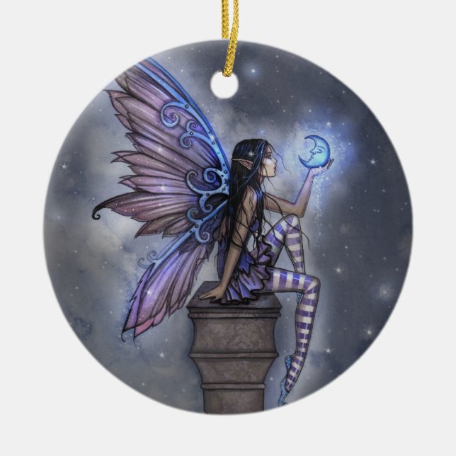 Blå Måne Fairy Fantasy Ornament (Framsidan)
