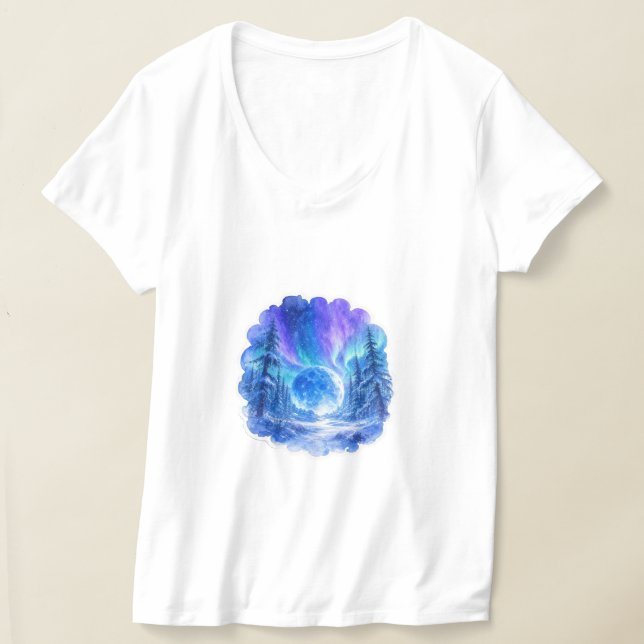 Blå Måne Fantasi Skog T-Shirt (Laydown)