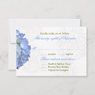 Blå Måne Hydrangea Bröllop OSA Menu-kort Kort
