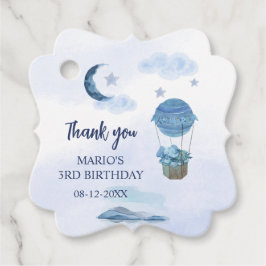 Blå måne lilla elefantfödelsedag gåvor etiketter