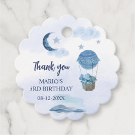 Blå måne lilla elefantfödelsedag gåvor etiketter