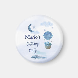 Blå måne lilla elefantfödelsedag magnet