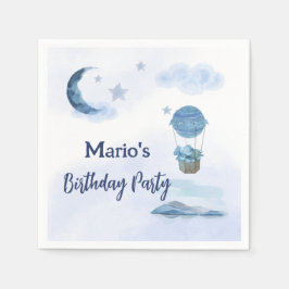 Blå måne lilla elefantfödelsedag pappersservett