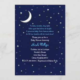 Blå måne och stjärnor Celestial Baby Shower-inbjud Inbjudningar