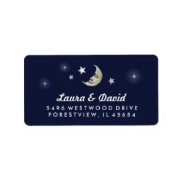 Blå Måne och stjärnor som matchar Bröllop Adress Adressetikett