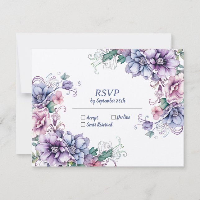 Blå Måne på blomman (baksida): Bröllop OSA Card Anteckningskort (Framsida)