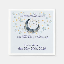 Blå Måne Stjärnor Pojke Baby Shower Pappersservett