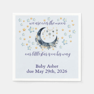 Blå Måne Stjärnor Pojke Baby Shower Pappersservett