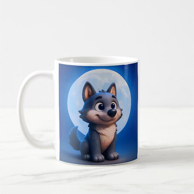 Blå Måne Varg Kaffemugg (Vänster)