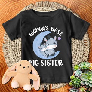 Blå Måne Zebra 🦓 World's Best Big Sister WHTXT T Shirt
