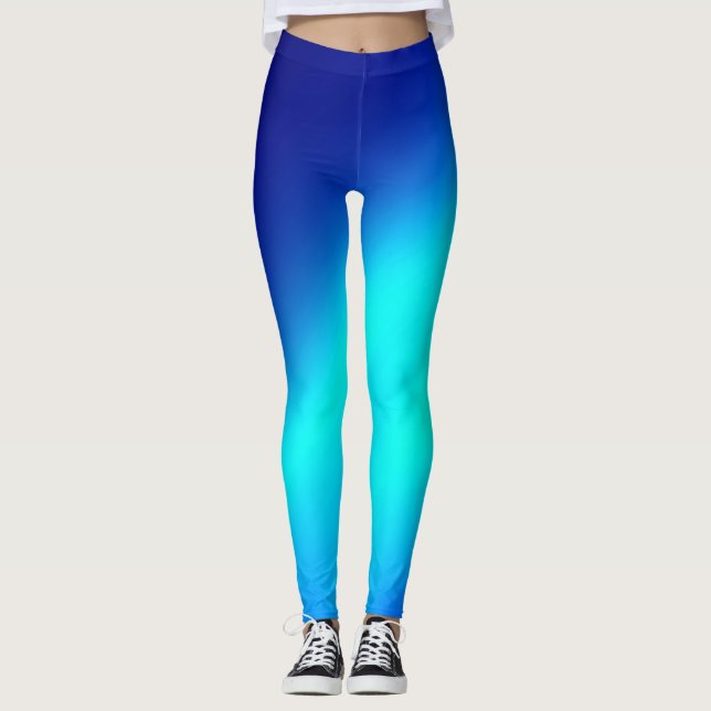 Blå månljus Dubbla Rand Leggings (Framsida)