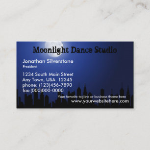 Blå månljust visitkort, dansstudio, natt visitkort
