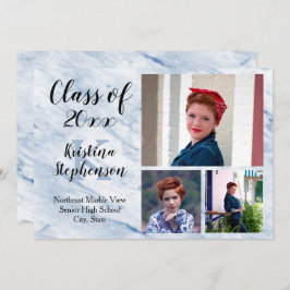 Blå marble 3 Photo School Studenten-meddelande Inbjudningar