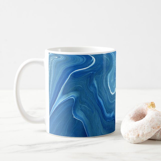 Blå marble Agate Abstraction Kaffemugg (Med munk)