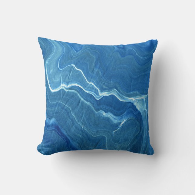 Blå marble Agate Abstraction Kudde (Framsida)