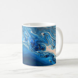 Blå marble Agate Struktur Fluid Art  Kaffemugg