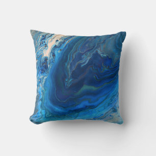 Blå marble Agate Struktur Fluid Art Kudde