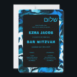 Blå marble Star av David Anpassningsbar Pub Bat mi Inbjudningar<br><div class="desc">Perfekt-kort för att tillkännage ett bat mitzvah, pub mitzvah eller annat judiskt firande! Hand gjorde abstrakt konst åt dig på framsidan och baksidan! FULLT ANPASSADE! Klicka på "Anpassa" ovan om du vill redigera texten. Klicka på "Redigera med verktyg" om du vill justera typsnitt, färg och placeringar och ta bort baksidans...</div>