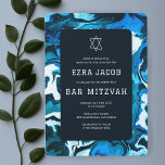 Blå marble Star av David Anpassningsbar Pub Bat mi Inbjudningar<br><div class="desc">Perfekt-kort för att tillkännage ett bat mitzvah, pub mitzvah eller annat judiskt firande! Hand gjorde abstrakt konst åt dig på framsidan och baksidan! FULLT ANPASSADE! Klicka på "Anpassa" ovan om du vill redigera texten. Klicka på "Redigera med verktyg" om du vill justera typsnitt, färg och placeringar och ta bort baksidans...</div>