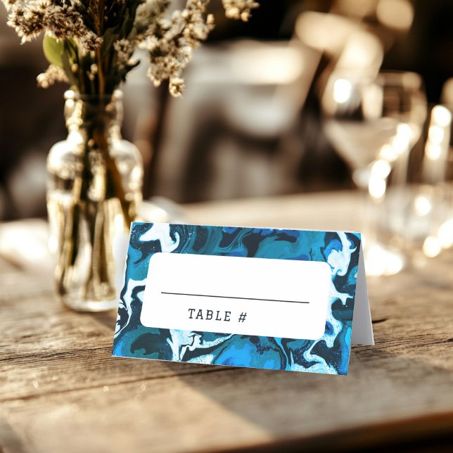 Blå marble Star av David Anpassningsbar Pub Bat mi Placeringskort (Blue Marble Star of David Custom Bar Bat Mitzvah jewish  Place Card
)