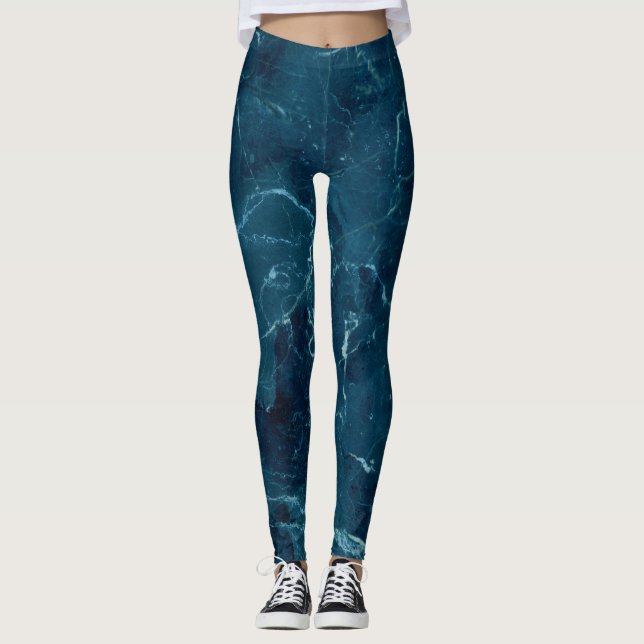Blå marble Struktur Leggings (Framsida)