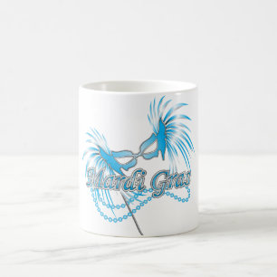 Blå Mardi Gras Mask Kaffemugg