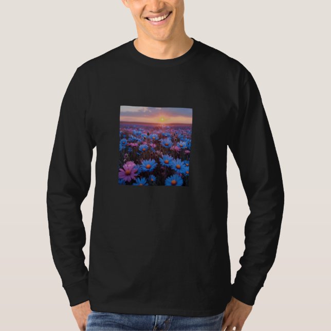 Blå margueritefläkt från Fält Vacker Sunset Grap T Shirt (Framsida)