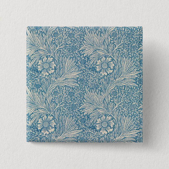 Blå marigolds (av William Morris) Knapp (Framsida)