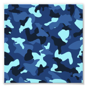 Blå marin armé camo kamouflage mönster fototryck