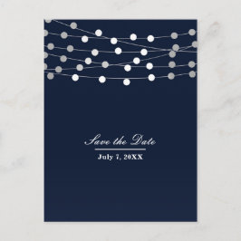 Blå Marin Snurra Ljus Modern Chic Spara Datum Meddelande Vykort