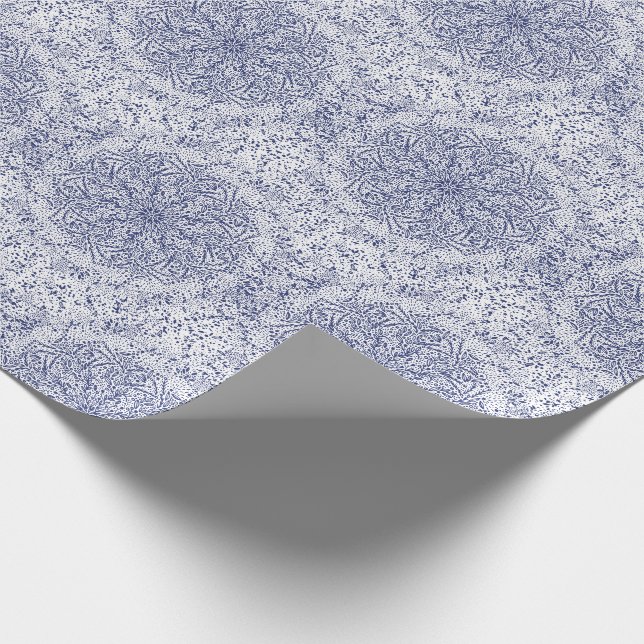 Blå Marin Unik Elegant Modern Snöflinga Presentpapper (Hörn)