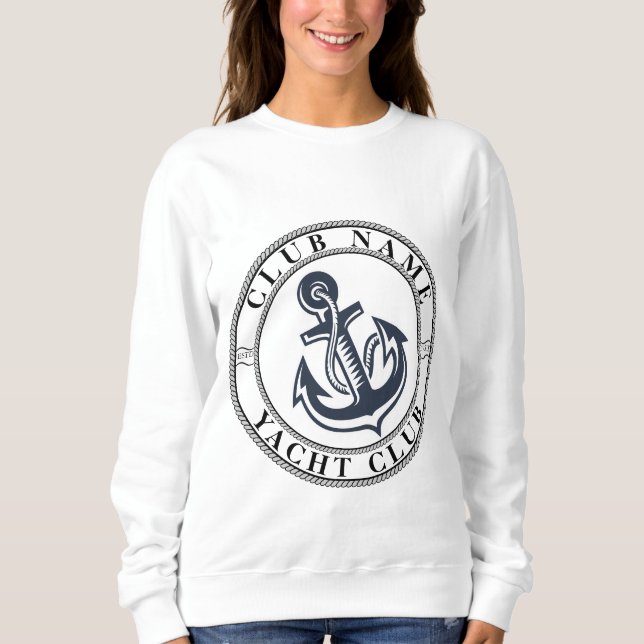 Blå marinbåtshamn för klubb av marinbåtar för mari t shirt (Framsida)