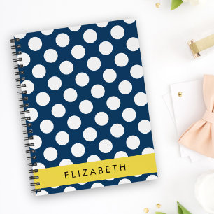 Blå marinblå Polka dots, Polka Dot Mönster, ditt n Anteckningsbok