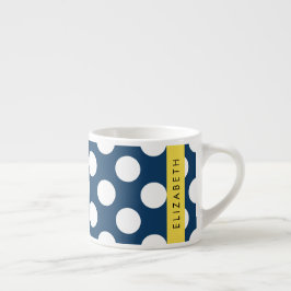 Blå marinblå Polka dots, Polka Dot Mönster, ditt n Espressomugg