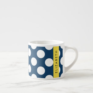 Blå marinblå Polka dots, Polka Dot Mönster, ditt n Espressomugg