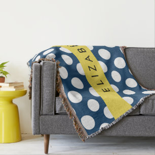 Blå marinblå Polka dots, Polka Dot Mönster, ditt n Filt