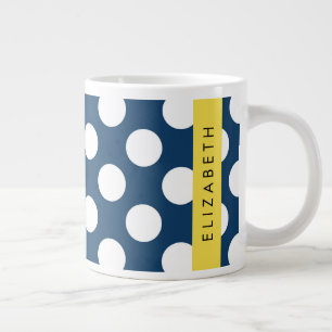 Blå marinblå Polka dots, Polka Dot Mönster, ditt n Jumbo Mugg